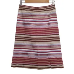 PaulStuart(ポールスチュアート) スカート サイズ9 M レディース - ボルドー×ライトブルー×マルチ ひざ丈/ボーダー
