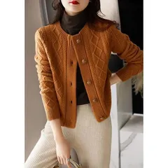 カーディガン レディース ニット ニットカーディガン 秋冬 カーディ ニット ニットセーター ケーブル編み アウター ショート丈 送料無料 セーター 無地 丸襟 ゆったり シンプル カジュアル おしゃ#llx134