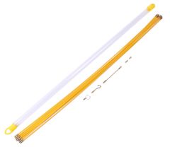 【迅速発送】(1個10本セット) MK-005 通線工具 先端アタッチメント付属 配線ガイド 通線ロッド 配線通し 通線ワイヤー 配線 1m×10本 ケーブル索引具 ［ムーク］