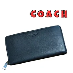 【美品】コーチ　長財布　ラウンドファスナー　ブラック　COACH シボレザー　本革