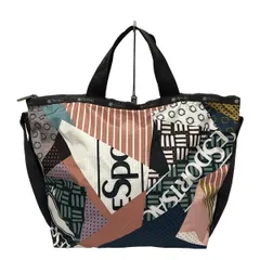 LESPORTSAC(レスポートサック) トートバッグ美品  デラックス イージー キャリー トート アイボリー×グレーベージュ×マルチ 2way