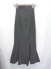 ◇ ⊂ ココ ディール ステッチ バックレースアップ ロング丈 マーメイド スカート サイズ2 ブラック系 レディース E  【1507100003805】