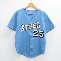 古着 半袖 ベースボール シャツ キッズ ボーイズ 子供服 90s STEEL 25 薄紺 ネイビー 25aug06