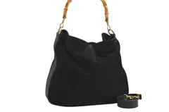GUCCI グッチ バンブー 2Way ショルダーハンドバッグ スエード レザー ブラック ジャンク 3293N