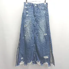 ◇ Θ GYDA ジェイダ ダメージ加工 デニム生地 ロング タイト スカート サイズS ブルー系 レディース E  【1504240027043】