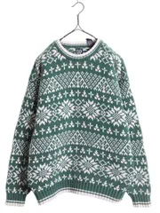 【お得なクーポン配布中!】 90s OLD GAP コットン ニット セーター メンズ レディース S 古着 旧タグ オールド ギャップ ヘビーウェイト ノルディック バーズアイ 総柄