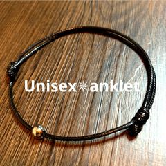 【耐水】アンクレットミサンガ＊2サイズ展開#メタリックブラック