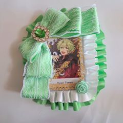 硬質ケースデコ B8 黄緑×オフホワイト