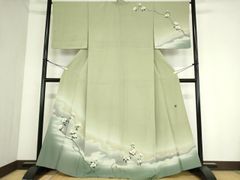 平和屋着物○男性 訪問着 寿光織 百人一首 暈し染め 金糸 正絹 逸品