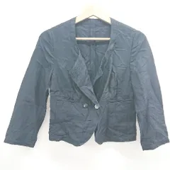 ◇ ⊂ TOMORROWLAND トゥモローランド シルク混 ノーカラー ショート丈 長袖 ジャケット サイズ38 ブラック系 レディース E  【1507250005780】