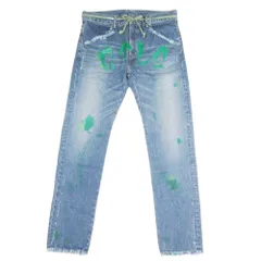 未使用 CVTVLIST×ROYAL FLASH カタリスト×ロイヤルフラッシュ 別注 デニム パンツ ジーンズ ダメージ加工 ペイント 2 インディゴブルー メンズ 古着 中古 USEDのサムネイル
