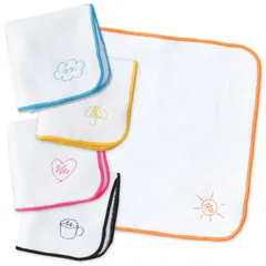 今治タオル ハンカチ ブランド認定 片面ガーゼミニハンカチ 5枚セット 日本製 約18×18cm ミニサイズ 速乾 高吸水 綿100% 保育園 キッズ 子ども用 ハンドタオル オレンジ+ブルー+イエロー+ピンク+ブラック アソート5色01