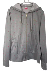 Z1340【美品】PUMA プーマ ジップアップパーカー ドット柄 水玉 グレー サイズM