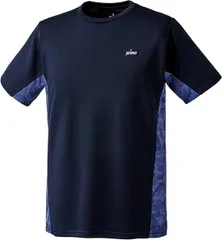 【新品】prince（プリンス）メンズ ユニセックス ゲームシャツ テニスウェア バドミントンウェア アクティブウェア 半袖Tシャツ 吸汗速乾 UPF50+　ネイビー MS4016-127