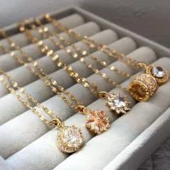 新品 匿名配送 316L CZダイヤ ペタルチェーンビジューチャームネックレス