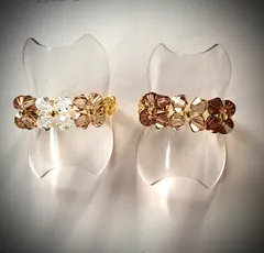 特別お値下げ◆スリーカラーリング２本セット♡ベージュ系♡スワロフスキー