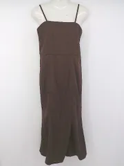 ◇ Aunt Marie's バックジップ シャーリング ロング キャミソール ワンピース サイズF ブラウン レディース E  【1304180002120】