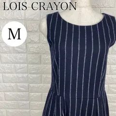 LOIS CRAYON ロイスクレヨン M ストライプ ノースリーブワンピース 刺繍入り 裾フリンジ デザイン 【A2036-20】