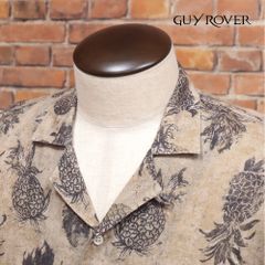 春夏/GUY ROVER/Mサイズ/開襟シャツ 2650GR358LJ さっぱり麻 清涼 パイナップル柄 イタリア製 長袖 新品/茶色/ブラウン/kc368/