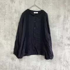 Samansa Mos2 blue  サマンサモスモスブルー　長袖ピンタックブラウス　黒　レディース　Fサイズ