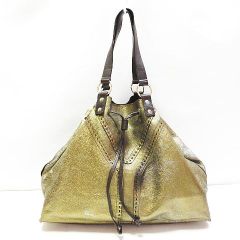 ●YSL イヴサンローラン YVES SAINT LAURENT サックダブル リバーシブル トートバッグ ショルダーバッグ 肩掛け 168483・213317 保存袋付き ゴールド×ブラウン 鞄 レディース D204B ★3837