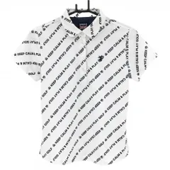 【美品】アドミラル 半袖ポロシャツ 白×ネイビー 英字柄 丸襟  レディース M ゴルフウェア Admiral