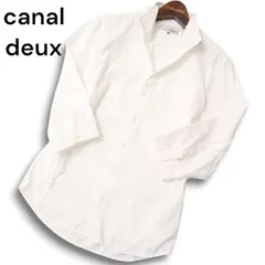 canal deux luxe ニコルクラブ フォーメン  春夏 襟ワイヤー★ 7分袖 イタリアンカラー ストライプ シャツ Sz.46 メンズ 白