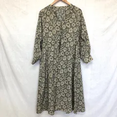 美品 アイテムズアーバンリサーチ 花柄ラグランワンピース キーネック 柄ベージュ