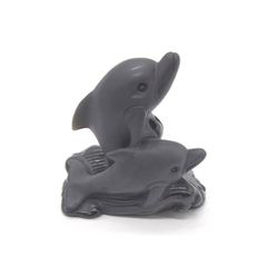 海豚 イルカの置物 オニキス 6cm 天然石製 波乗り