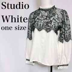 美品 Studio White レース ブラウス 白 シャツ トップス 韓国購入
