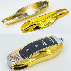ワイケーショップ ゴールドメッキ☆ポルシェ スマートキーカバー☆ キーケース キーホルダー マカン カイエン カレラ 911 ボクスター パナメーラ ykshopk