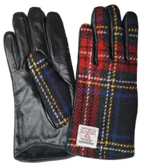 【色: 裾カーブ(レッドチェック)】手袋 革 裏ボア スマホ対応 レディース コ