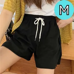 レディースショートパンツ 黒 M スウェット ウエストゴム 短パン ルームウェア 部屋着 ダンス 練習着 切りっぱなし ゆったり キュロット カジュアル シンプル 無地 薄手 ブラック 韓国 かわいい おしゃれ 春夏 安い プチプラ