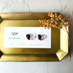 【再販】濃いパープル フローライト 透明感が美しい 水晶 金継ぎ ピアス イヤリング ノンホールピアス 天然石