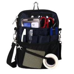 【人気商品】マチ付き ショルダー 文具 3way 工具バッグ 作業用 ダブルジッパー 業務用 ウエストバッグ 看護 介護 ナースポーチ 事務 エプロンバッグ ベルト付き 撥水 多機能 防傷