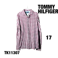 TOMMY HILFIGER 長袖シャツ レッド チェック SLIM 17 襟付きトップス 古着 TK11307