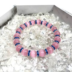 キャッツアイ(ピンク) パワーストーン ブレスレット (ブルー) メンズ・レディース　男性・女性　数珠ブレス 開運 [23]