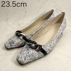 【新品 訳あり】リズラフィーネ　スクエアトゥチェーンパンプス　23.5㎝　アイボリー