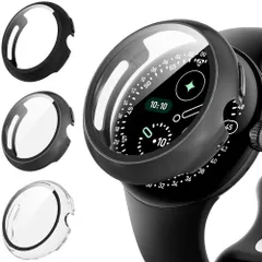 新品 Suoman for Google Pixel Watch 4 41MM保護ケース(3個入り)PC製グーグルピクセルウォッチ4 41MM保護カバー-黒+グレー+透明色