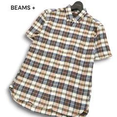 BEAMS + ビームス プラス 春夏 インド綿★ 半袖 ボタンダウン チェック シャツ Sz.M メンズ 日本製