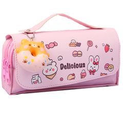 新品　HAPVITAL 大容量 筆箱 ペンケース ねこ 女子 小学生 女の子 子供 こども ピンク 文具アニメーションパターン 文房具 鉛筆 収納 3D デザイン アニマル ペンケース 入学 祝い プレゼント (粉っぽい)