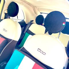No.385  FIAT500（フィアット チンクエチェント）　アルカンターラ生地　ヘッドレストカバー　2点セット　ハンドメイド