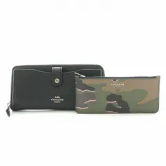コーチ COACH 長財布 ロングウォレット ラウンドファスナー レザー 小銭入れ ロゴ 黒 ブラック カーキ /BB