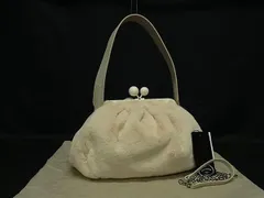 ■新品同様■ Max Mara マックスマーラ パスティチーノ ファー がま口 2WAY ハンドバッグ ショルダー レディース アイボリー系 FP5861