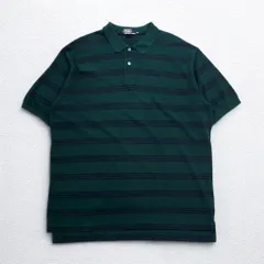 Polo by Ralph Lauren 90年代 ボーダー ポロシャツ 2XL グリーン コットン 鹿の子 スモールポニー刺繍