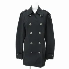 バーバリーブラックレーベル BURBERRY BLACK LABEL トレンチコート ジャケット ロゴボタン 裏地ノバチェック ひざ丈 M 黒 ブラック /FF 0724 ■GY01