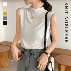 サマーニット レディース ニット トップス ノースリーブ 薄手 セーター ハイネック オフィス カジュアル フェミニン プルオーバー 春 夏 白 黒 おしゃれ 韓国 きれいめ 上品[郵1]^t1110^