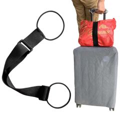 【人気商品】ずり落ち防止 バッグとめるベルト 旅行便利グッズ 便利グッズ 荷締めベルト キャリーケース用ベルト 固定 弾力バンド (黒-1個) 手荷物固定ベルト スーツケースバンド Renjzle