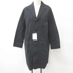 ニコアンド Niko and.. コート ワークコート チェスターコート ロング テーラーカラー シングル ベンツ 綿 ツイル 黒 ブラック F