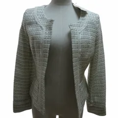 アンドバイピー&ディー ピンキー&ダイアン & by P&D タグ付き ツイードジャケット 羽織り ノーカラー 白 ホワイト 38 約M-Lサイズ相当のサムネイル